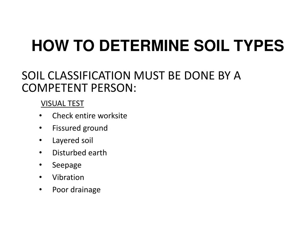 how to determine soil types continued