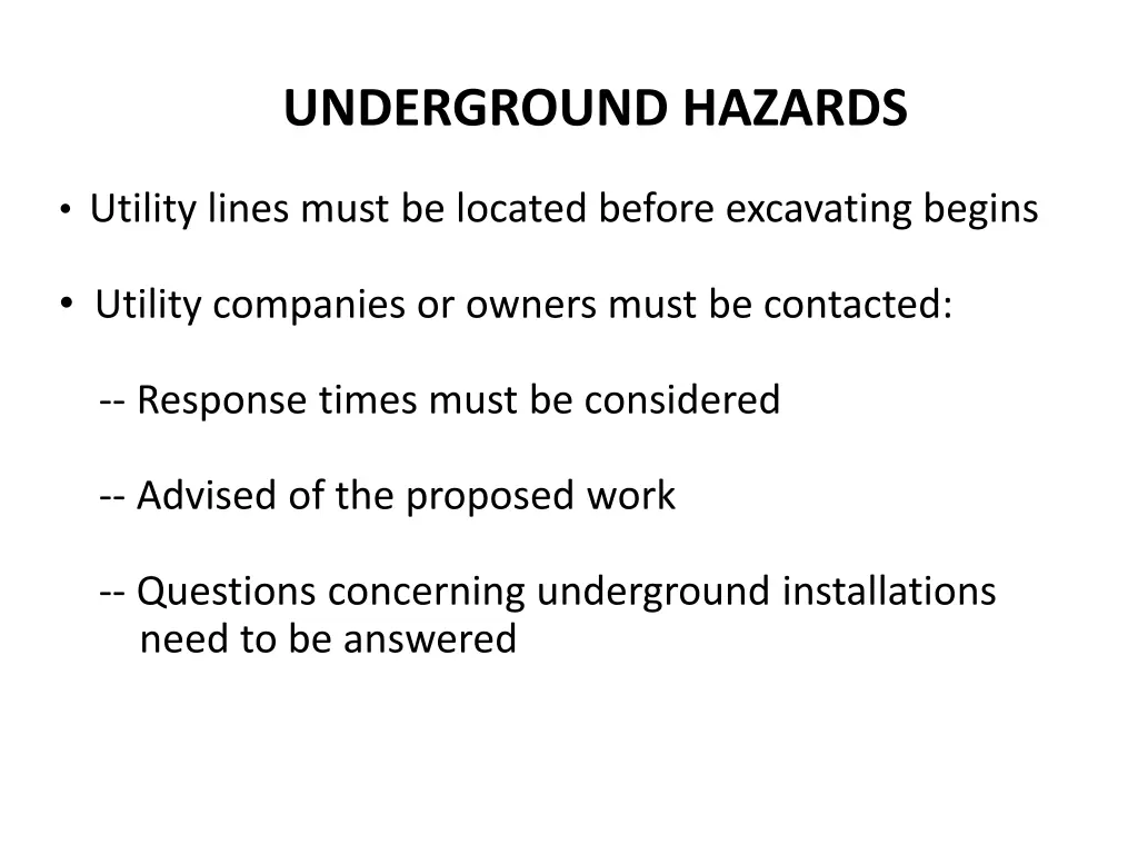 underground hazards