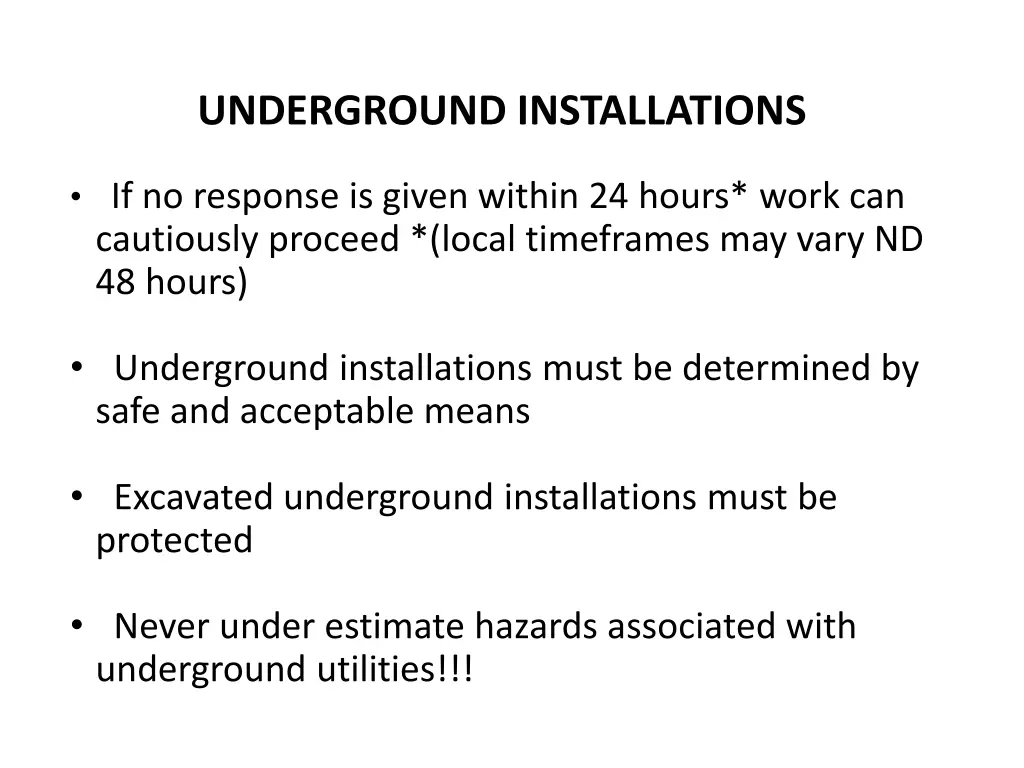 underground installations