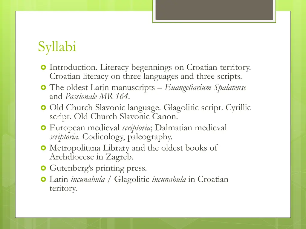 syllabi