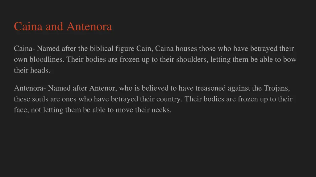 caina and antenora