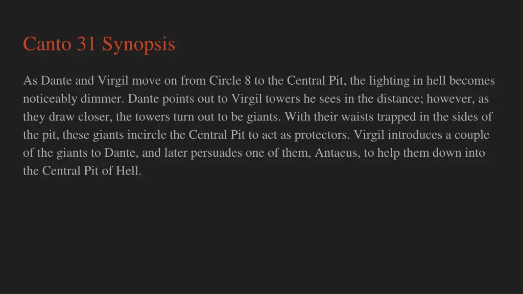 canto 31 synopsis