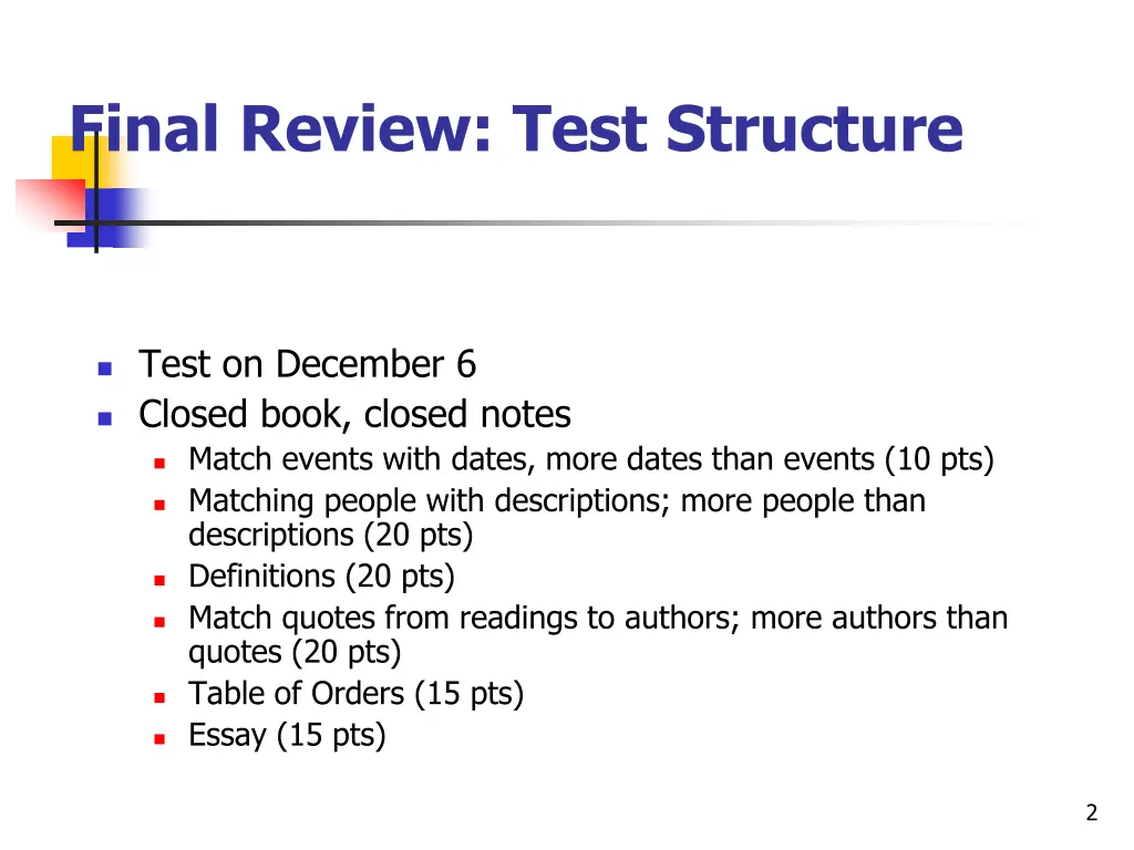 final review test structure