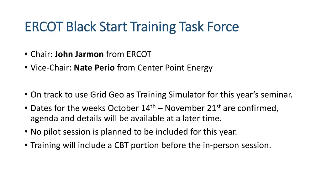 ercot black start training task force ercot black