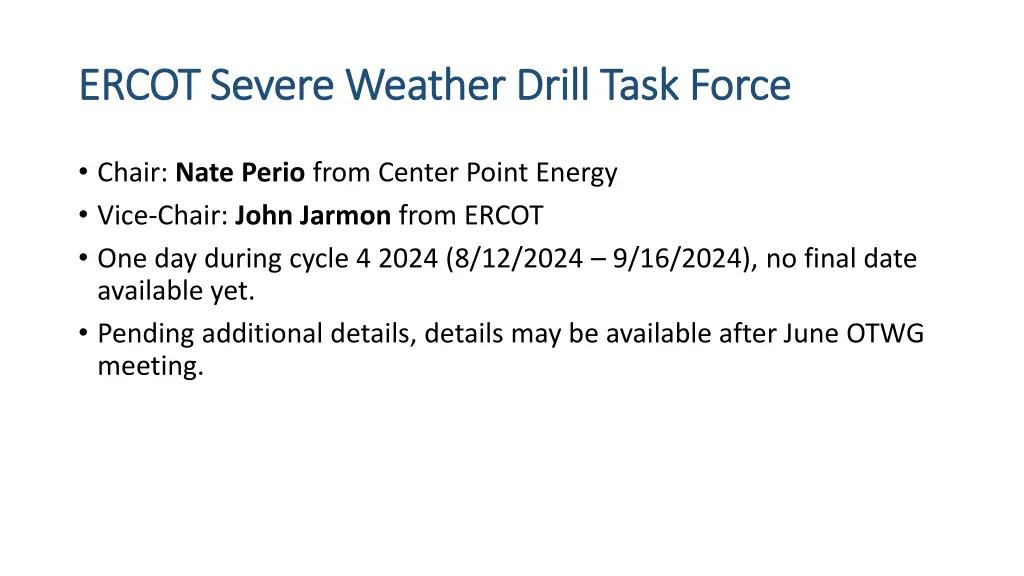 ercot severe weather drill task force ercot