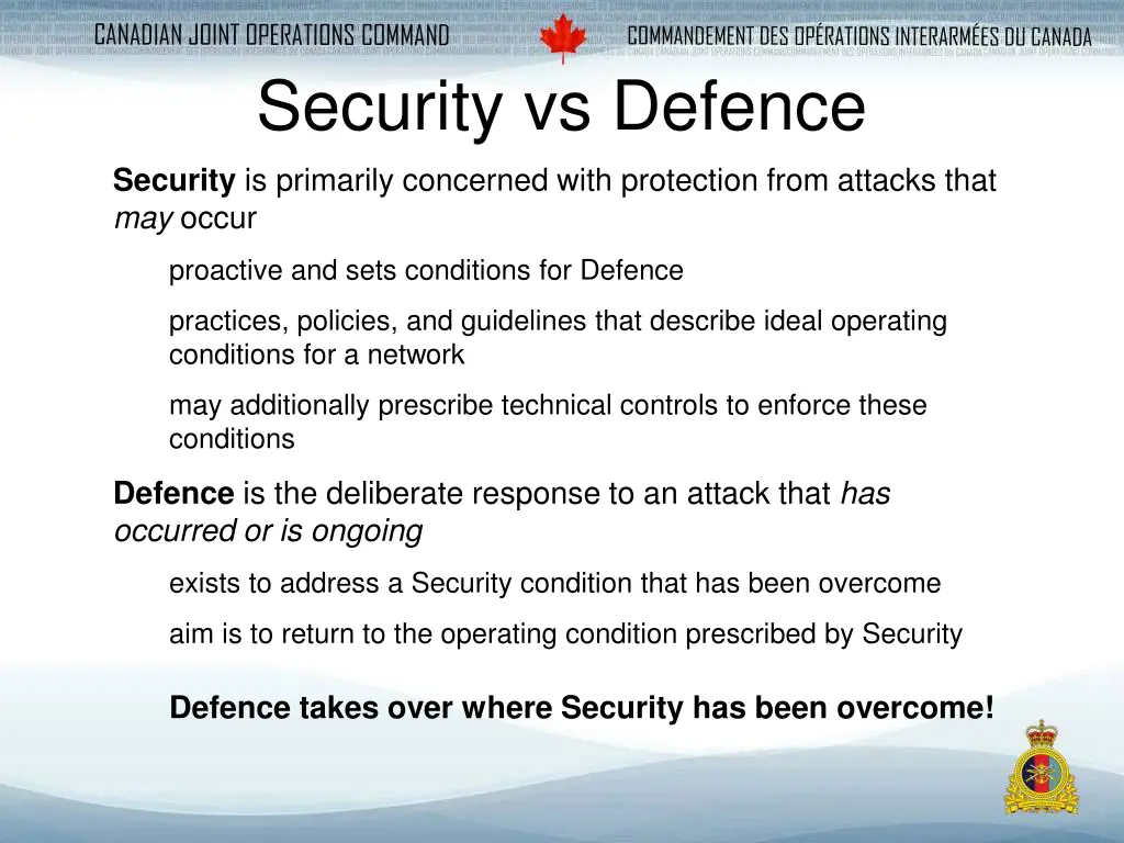 security vs defence