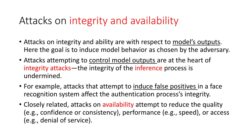 attacks on integrity and availability