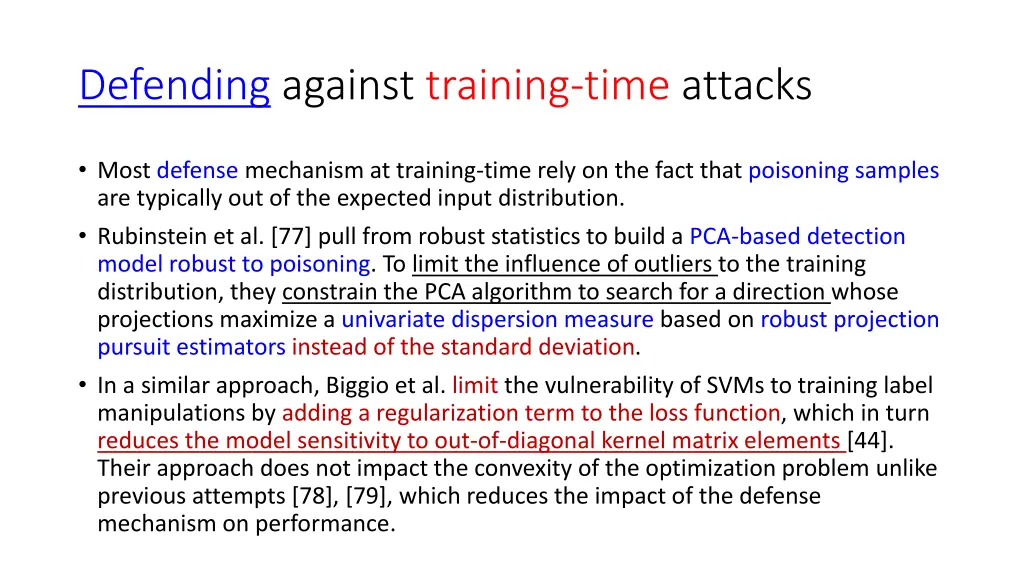 defending against training time attacks