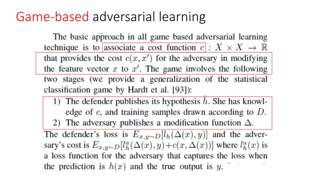 game based adversarial learning