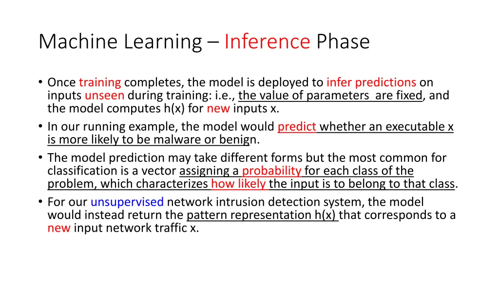 machine learning inference phase