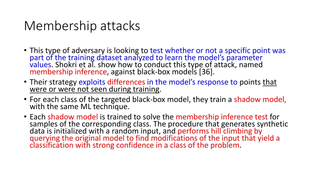 membership attacks