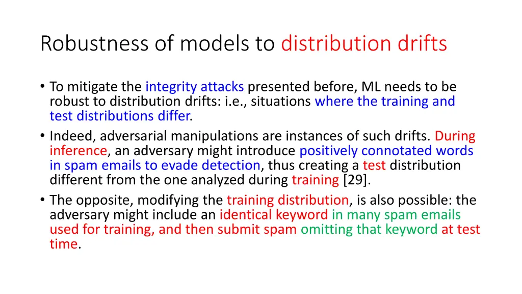 robustness of models to distribution drifts