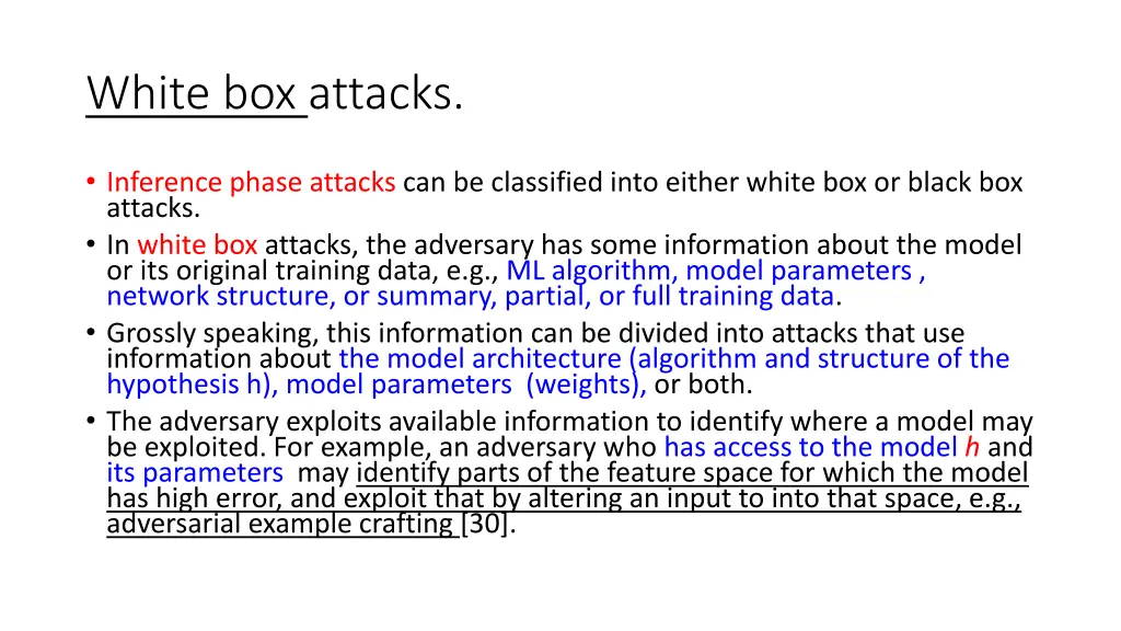 white box attacks