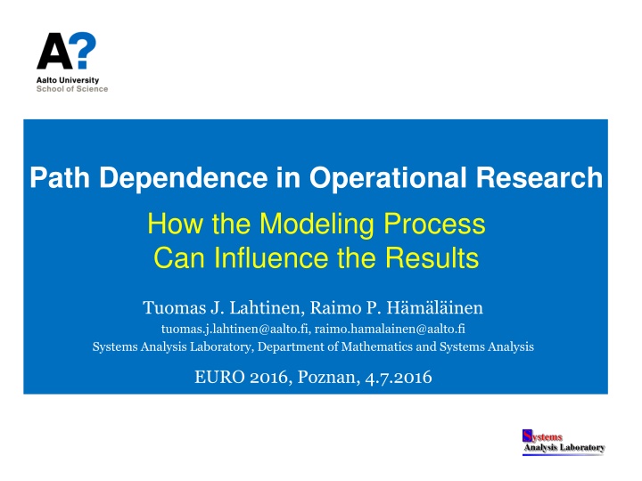 path dependence in operational research