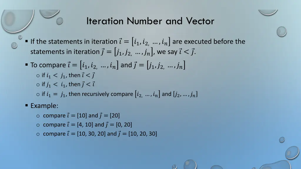 iteration number and vector 1