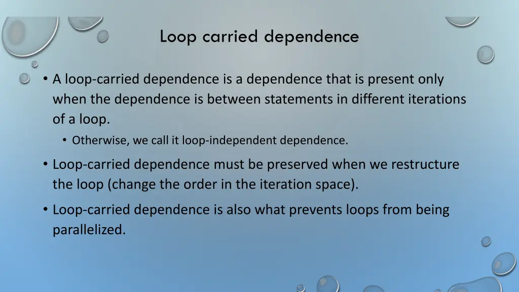 loop carried dependence