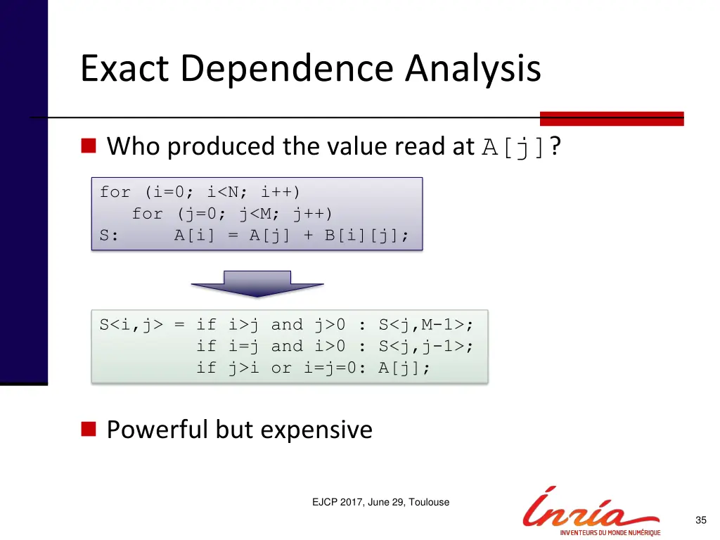 exact dependence analysis