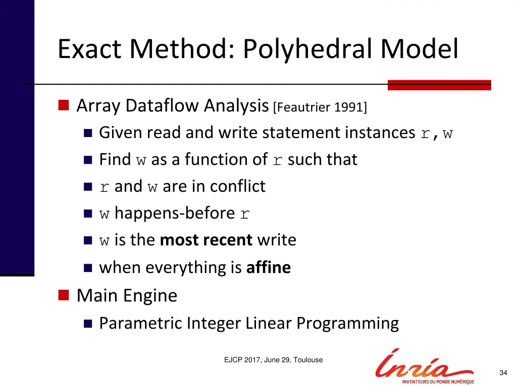exact method polyhedral model