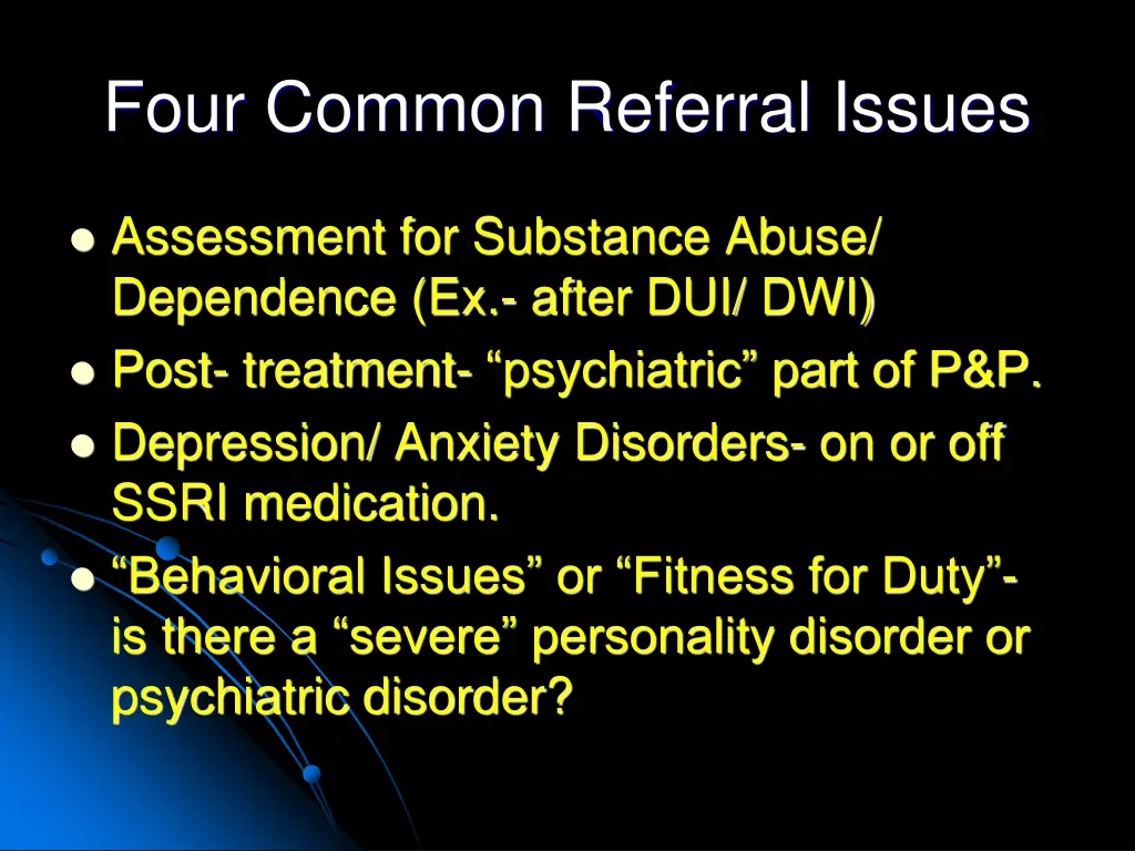 four common referral issues