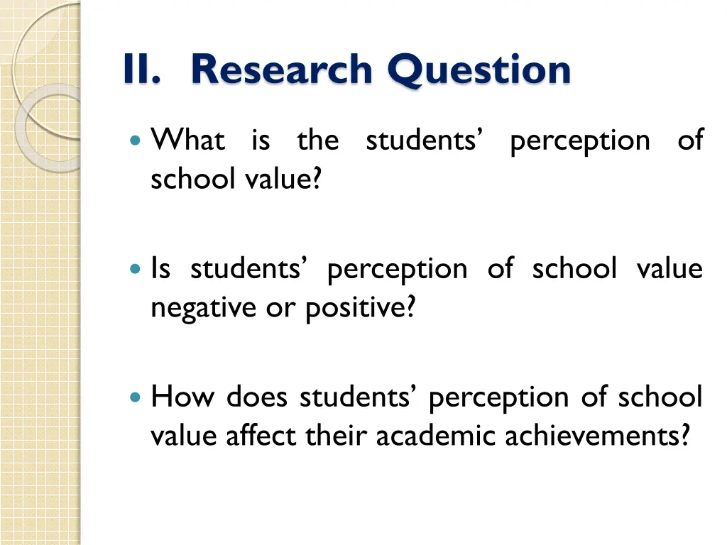 ii research question