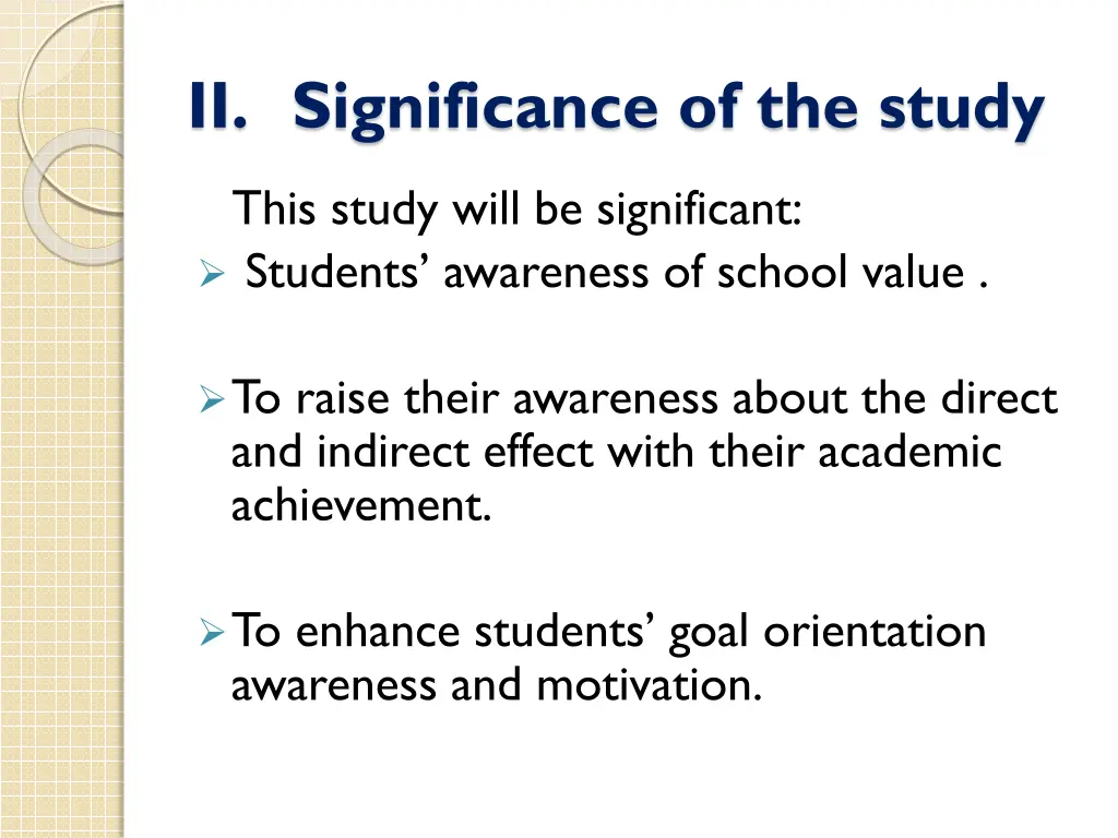 ii significance of the study