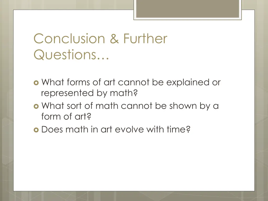 conclusion further questions