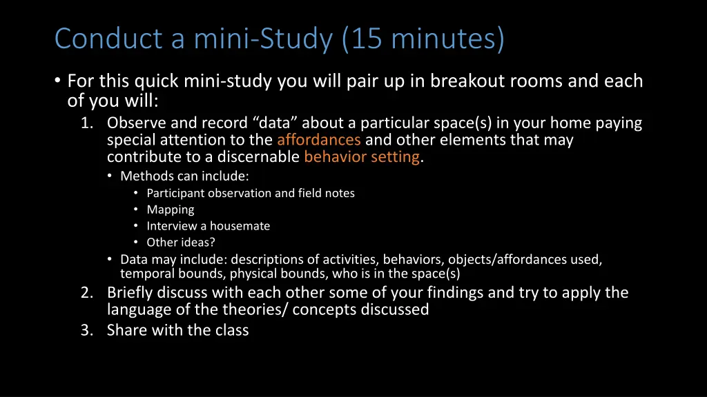 conduct a mini study 15 minutes