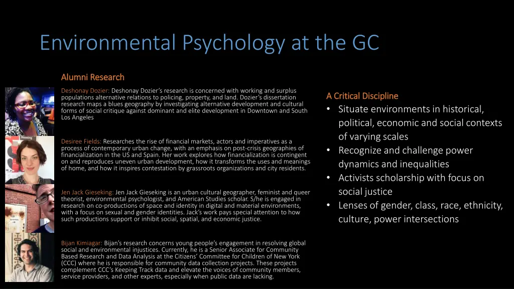 environmental psychology at the gc