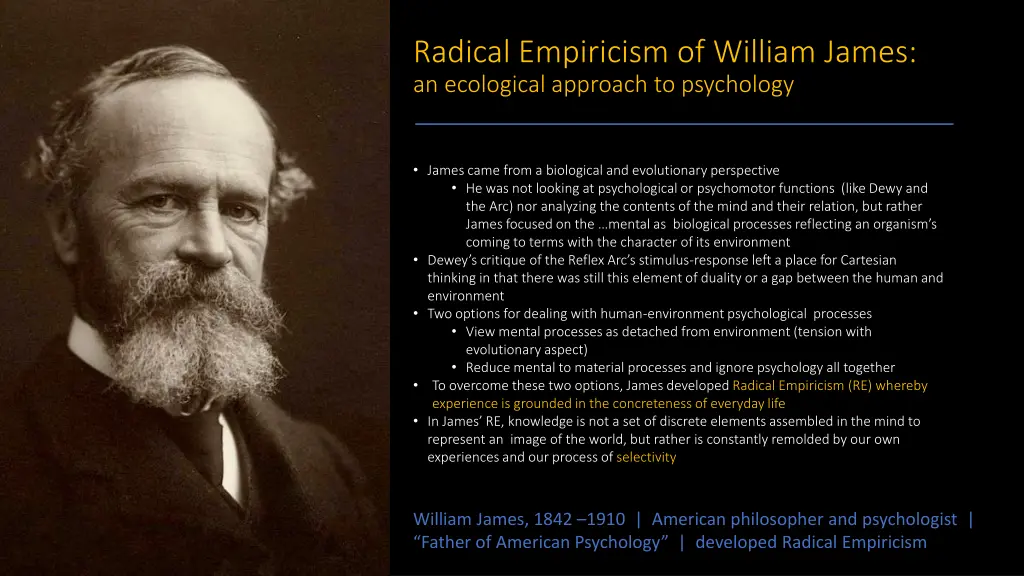 radical empiricism of william james an ecological