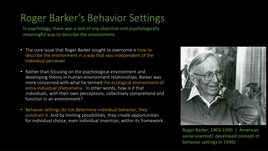 roger barker s behavior settings in psychology
