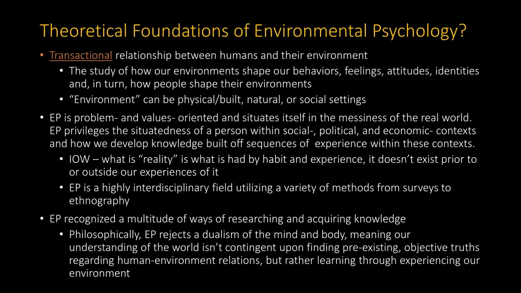 theoretical foundations of environmental