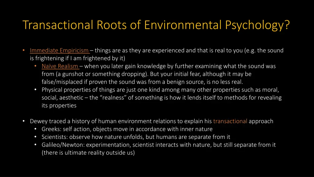 transactional roots of environmental psychology