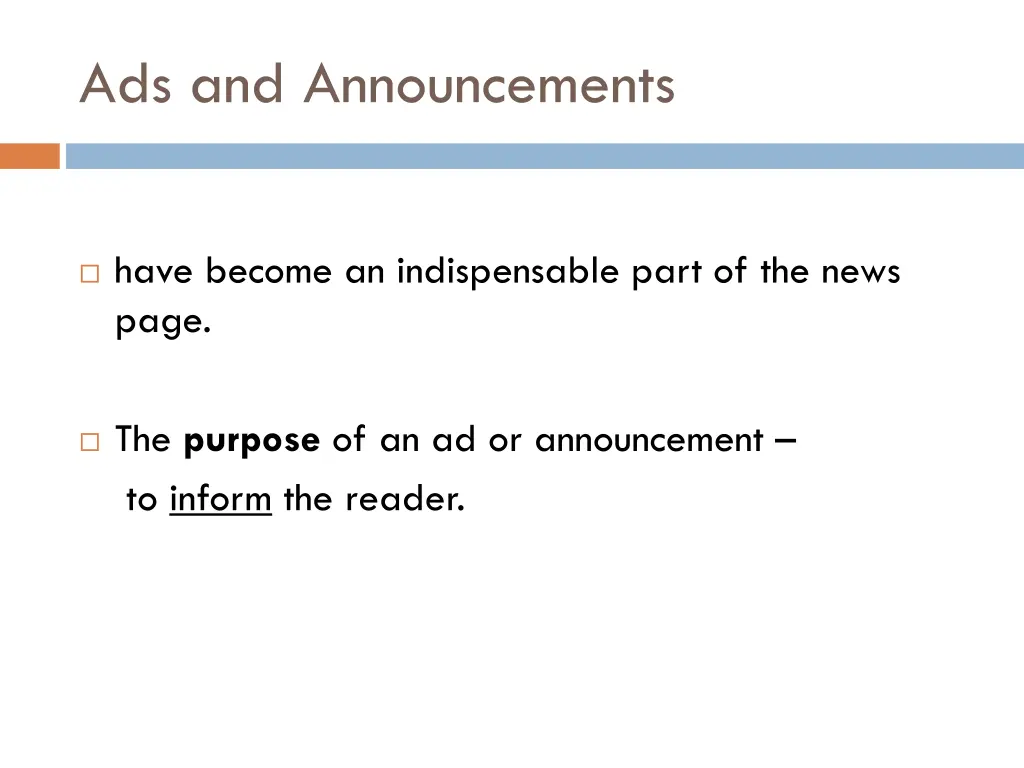 ads and announcements