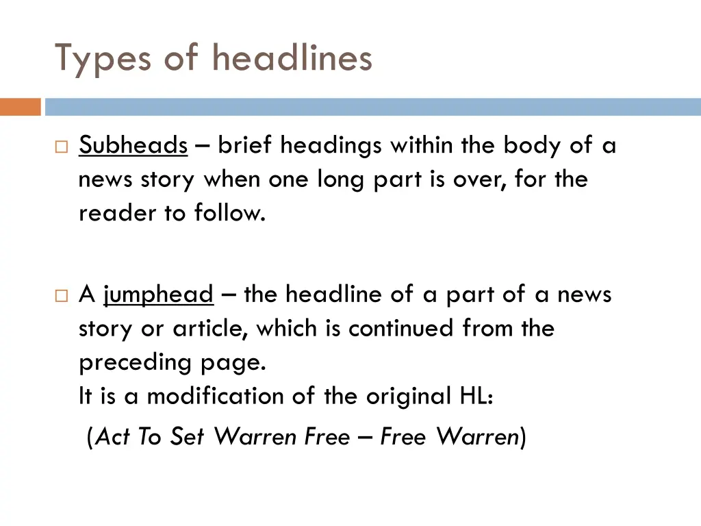 types of headlines