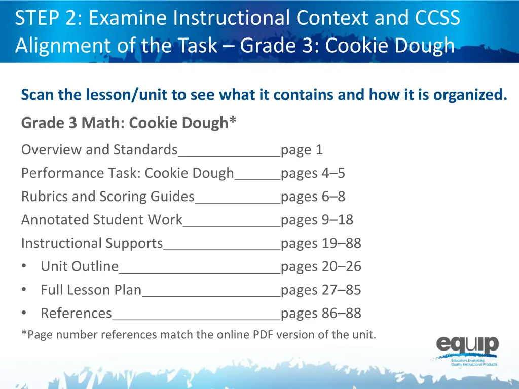 step 2 examine instructional context and ccss 1