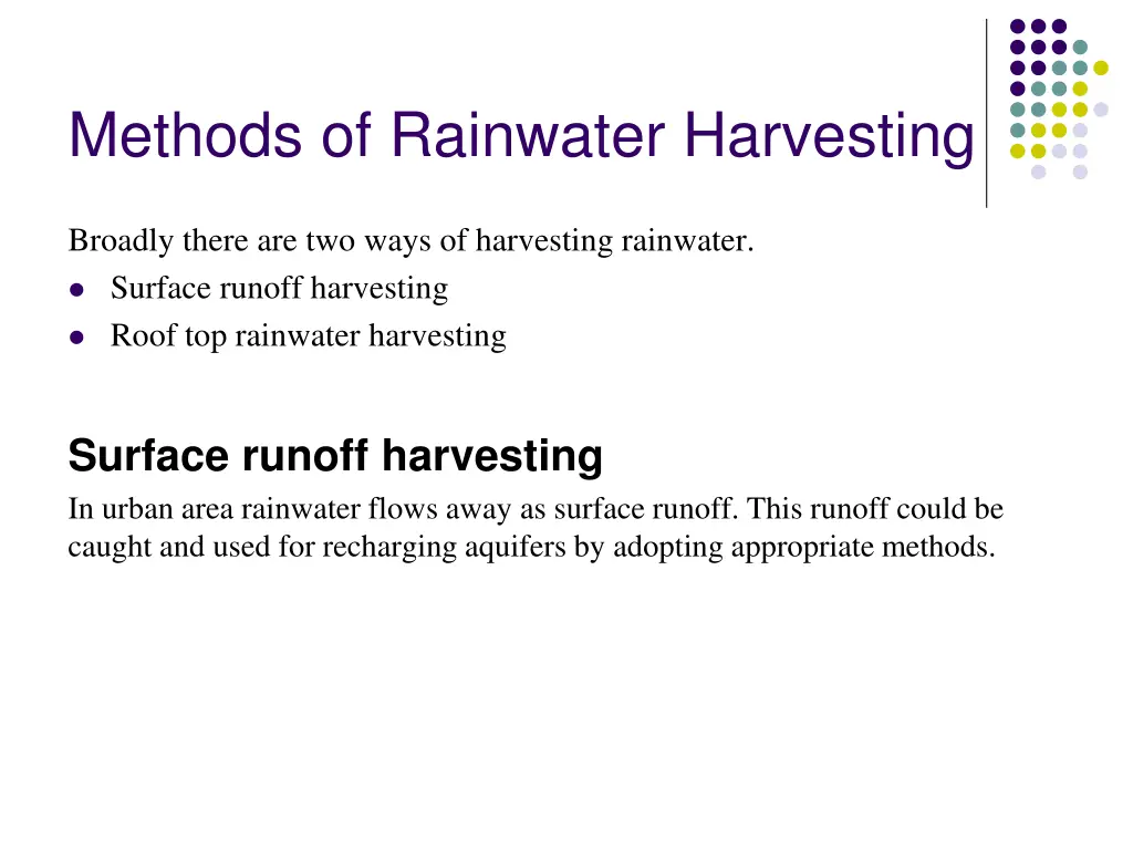 methods of rainwater harvesting