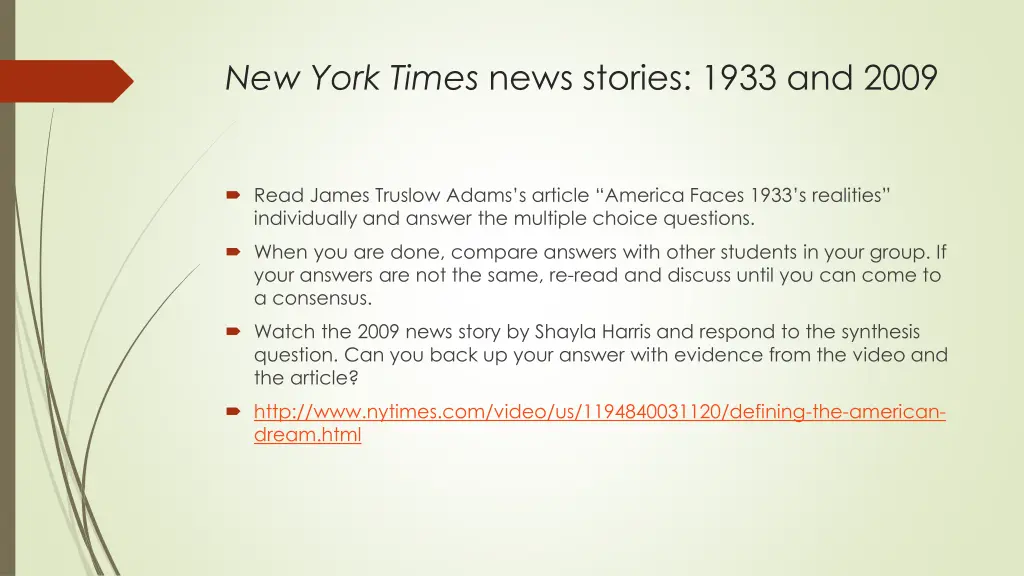 new york times news stories 1933 and 2009