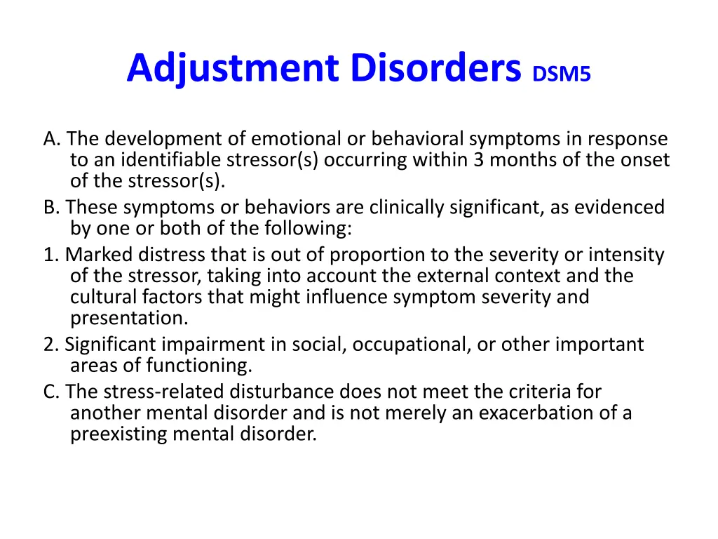 adjustment disorders dsm5