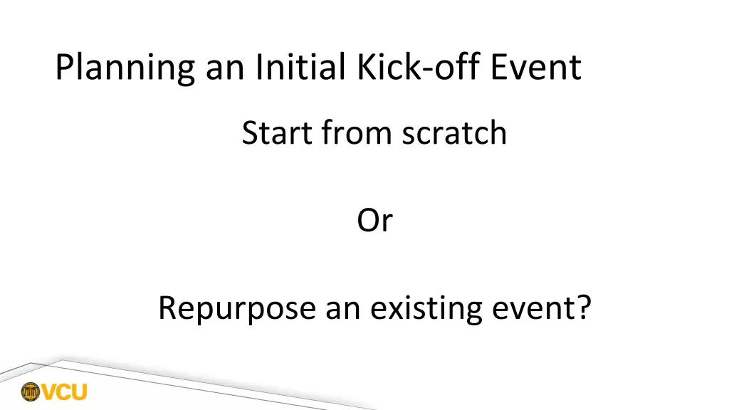 planning an initial kick off event