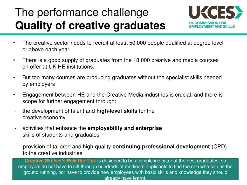 the performance challenge quality of creative
