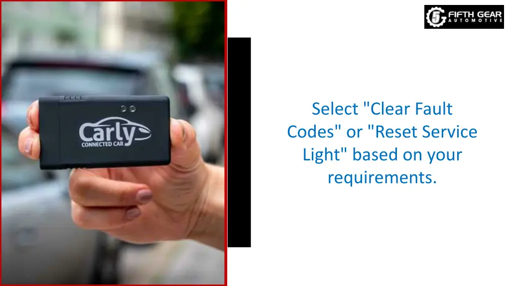 select clear fault codes or reset service light