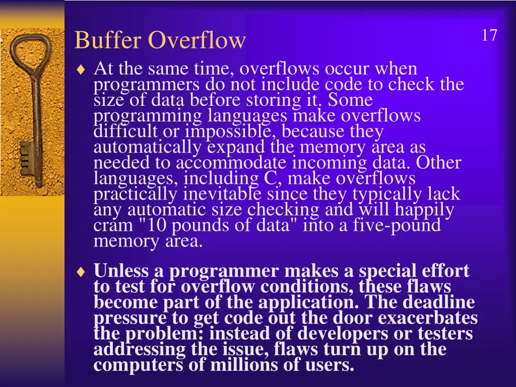 buffer overflow at the same time overflows occur