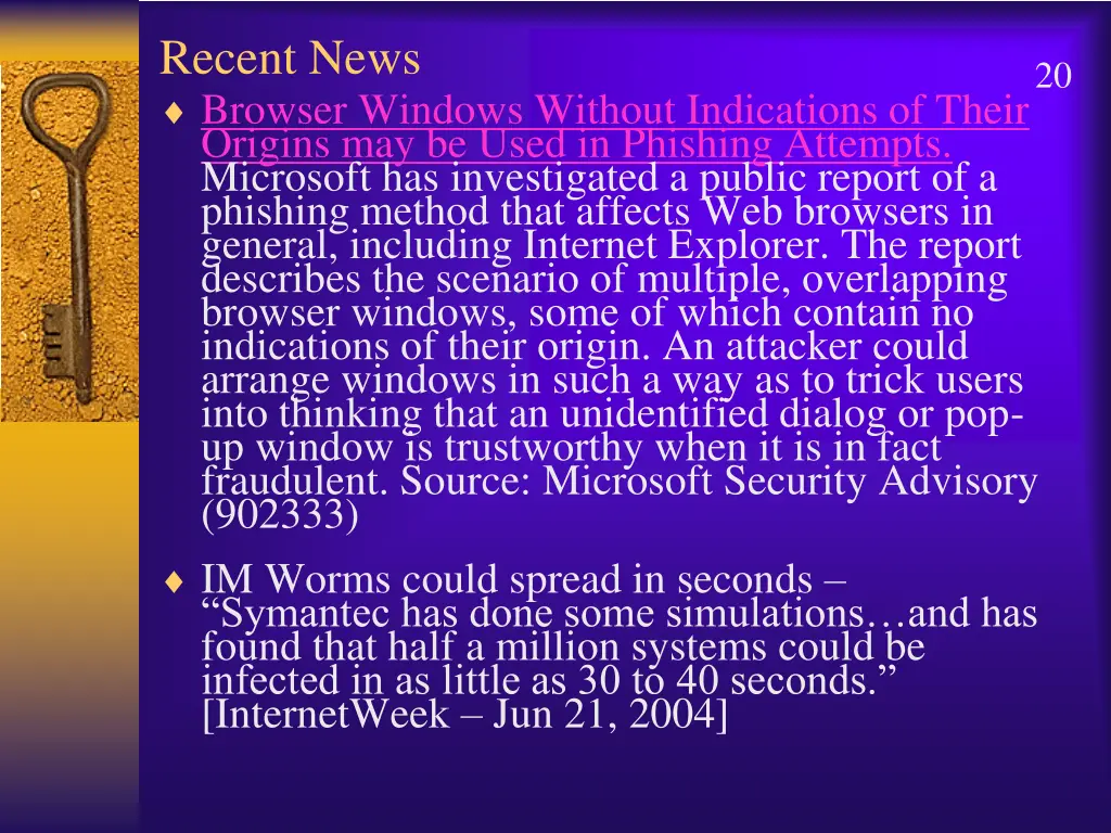 recent news browser windows without indications