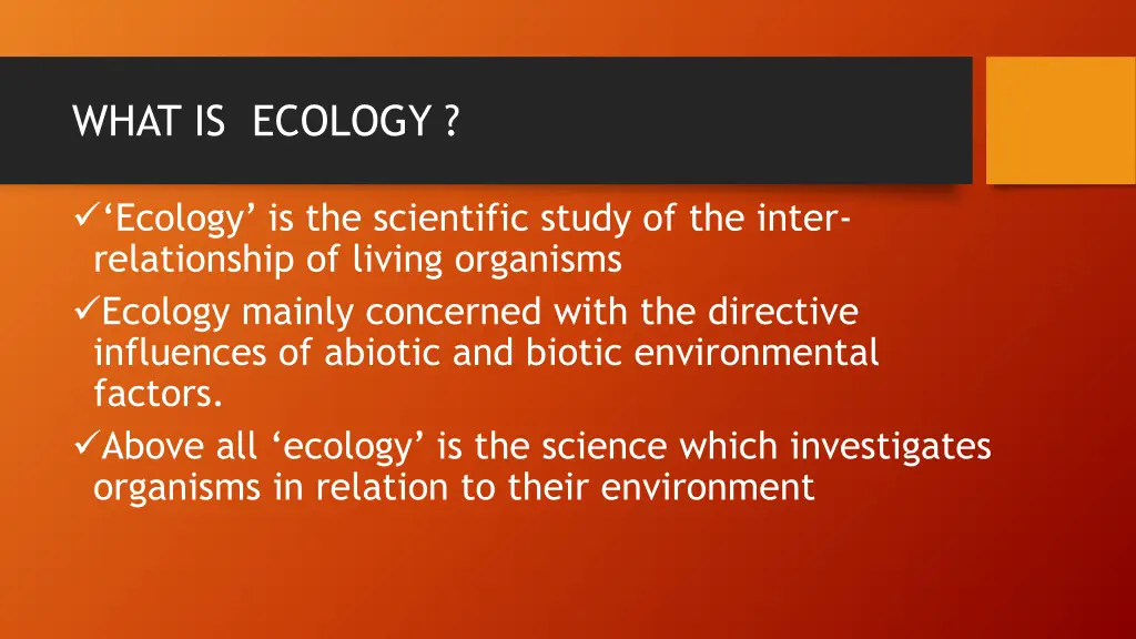 what is ecology