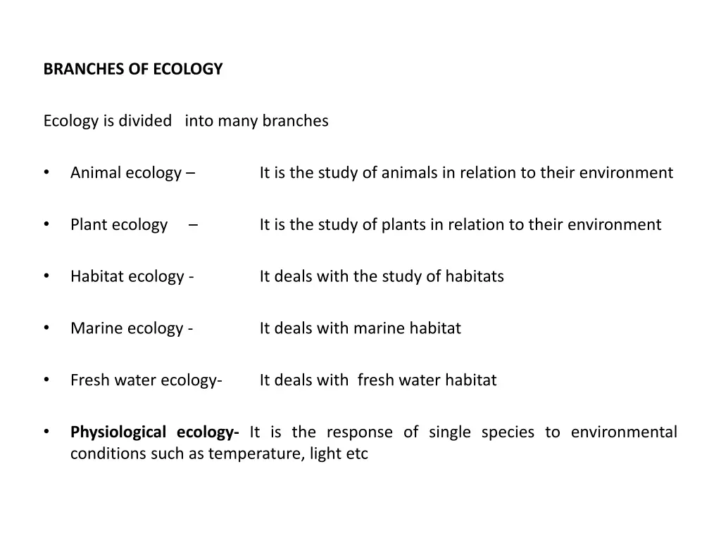 branches of ecology