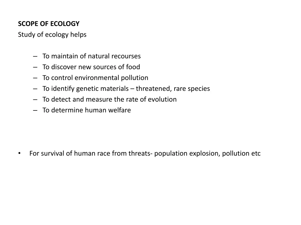 scope of ecology study of ecology helps