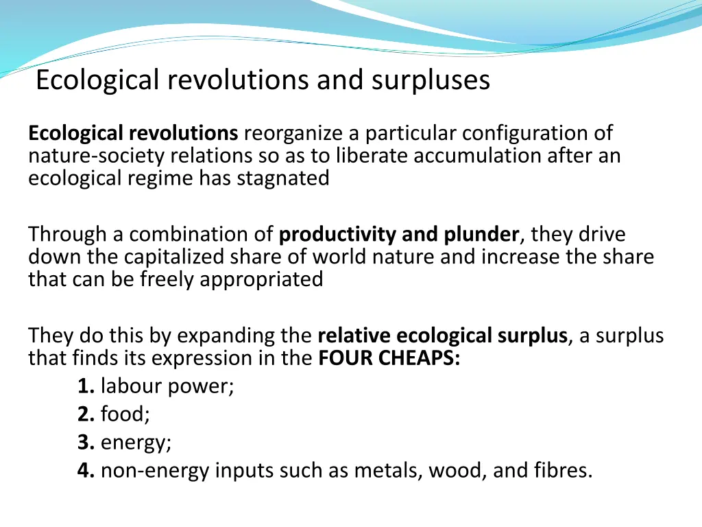 ecological revolutions and surpluses