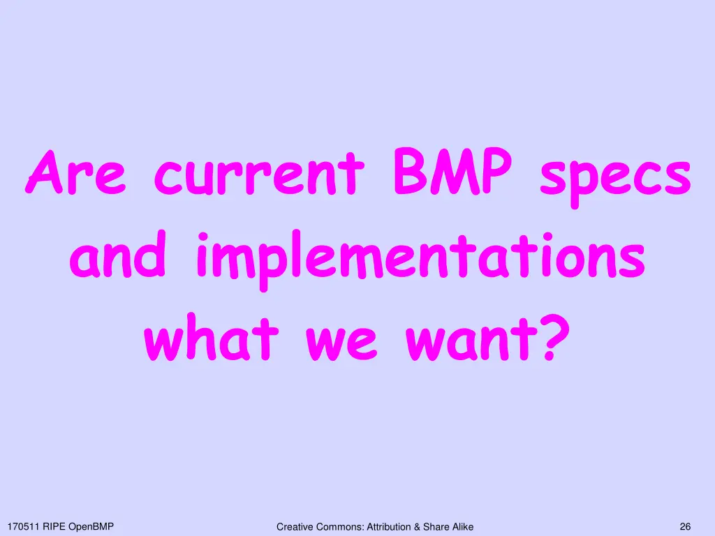 are current bmp specs and implementations what