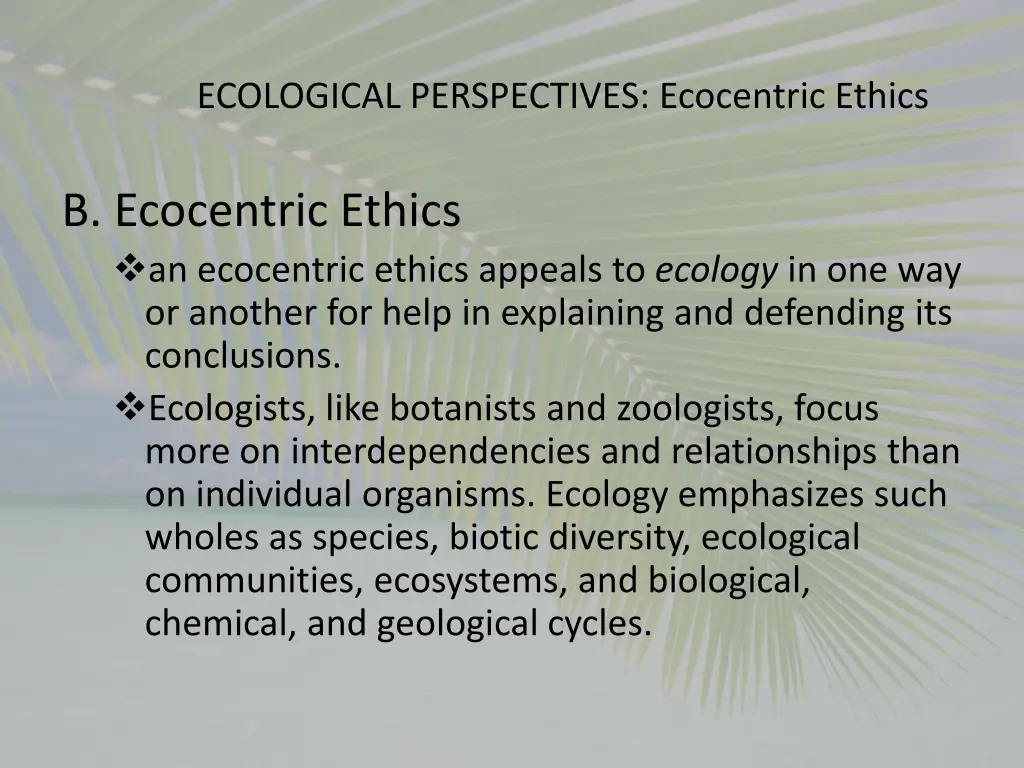 ecological perspectives ecocentric ethics 2