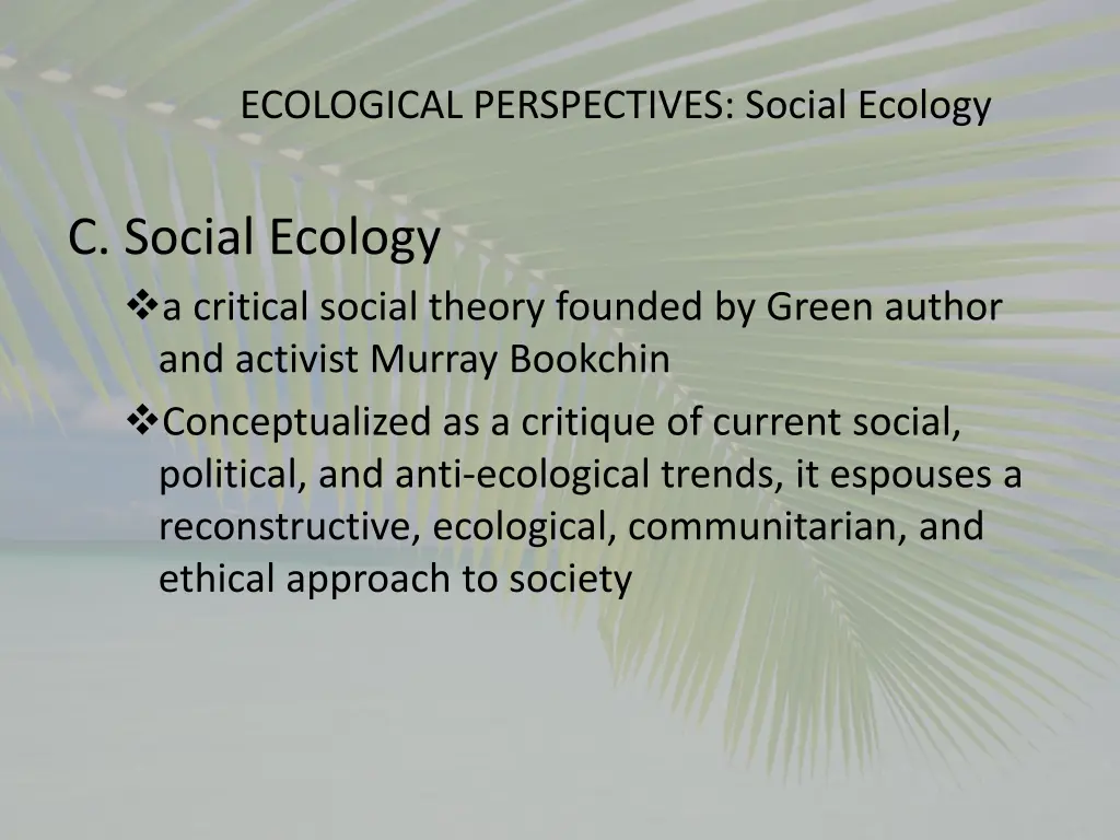 ecological perspectives social ecology